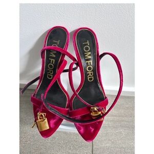 Tom Ford Women's Pink Velvet Slingback Heels